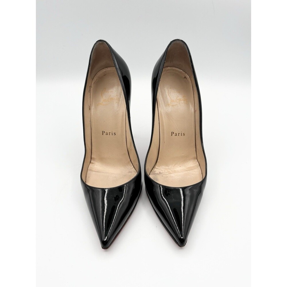 Christian Louboutin Kate 100mm Black Patent Leather Stiletto Pumps Sz EU 38 - Picture 3 of 11